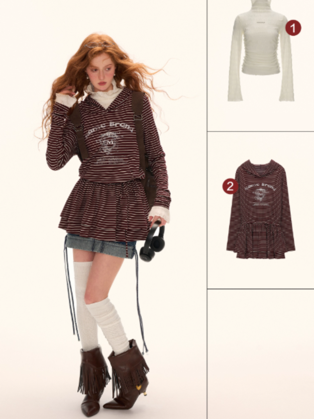 MAMC - Dual-Waist Drawstring Mini Skirt (Vintage Denim)