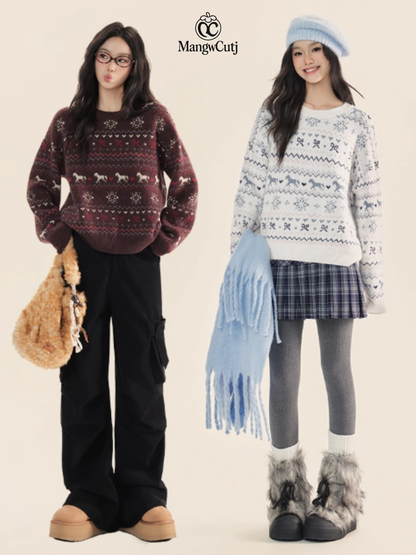 EPTISON - Vintage Fair Isle Knit Sweater – Soft Girl Retro Pullover