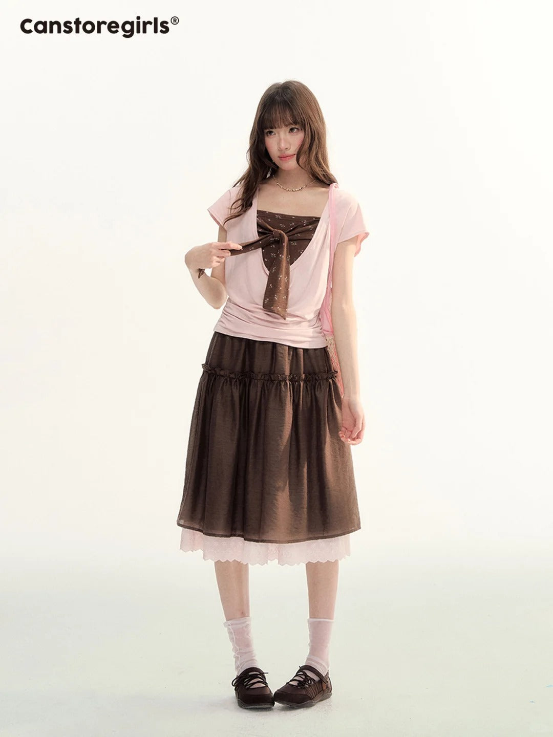 Blush & Cocoa Bow Cami Top Set LL2026072