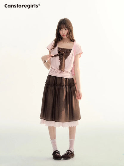 Blush & Cocoa Bow Cami Top Set LL2026072
