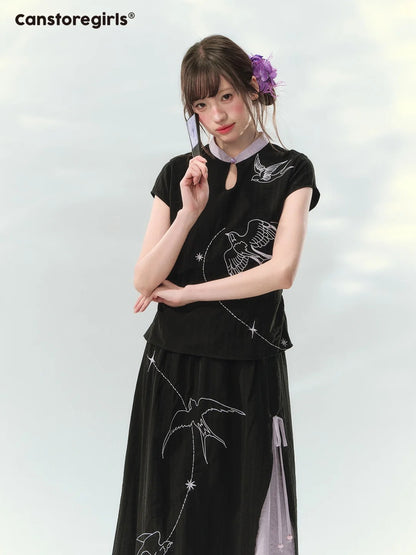 “Swallow Star Path” Modern Chinese Embroidered Skirt Set GZ2026167