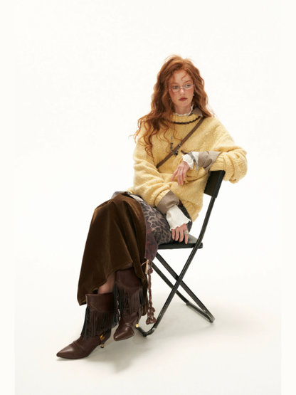 MAMC - Yellow Wool-Blend Turtleneck Sweater with Drawstring Pocket