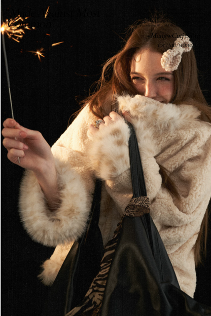 MAMC - Beige Faux Shearling Batwing Jacket