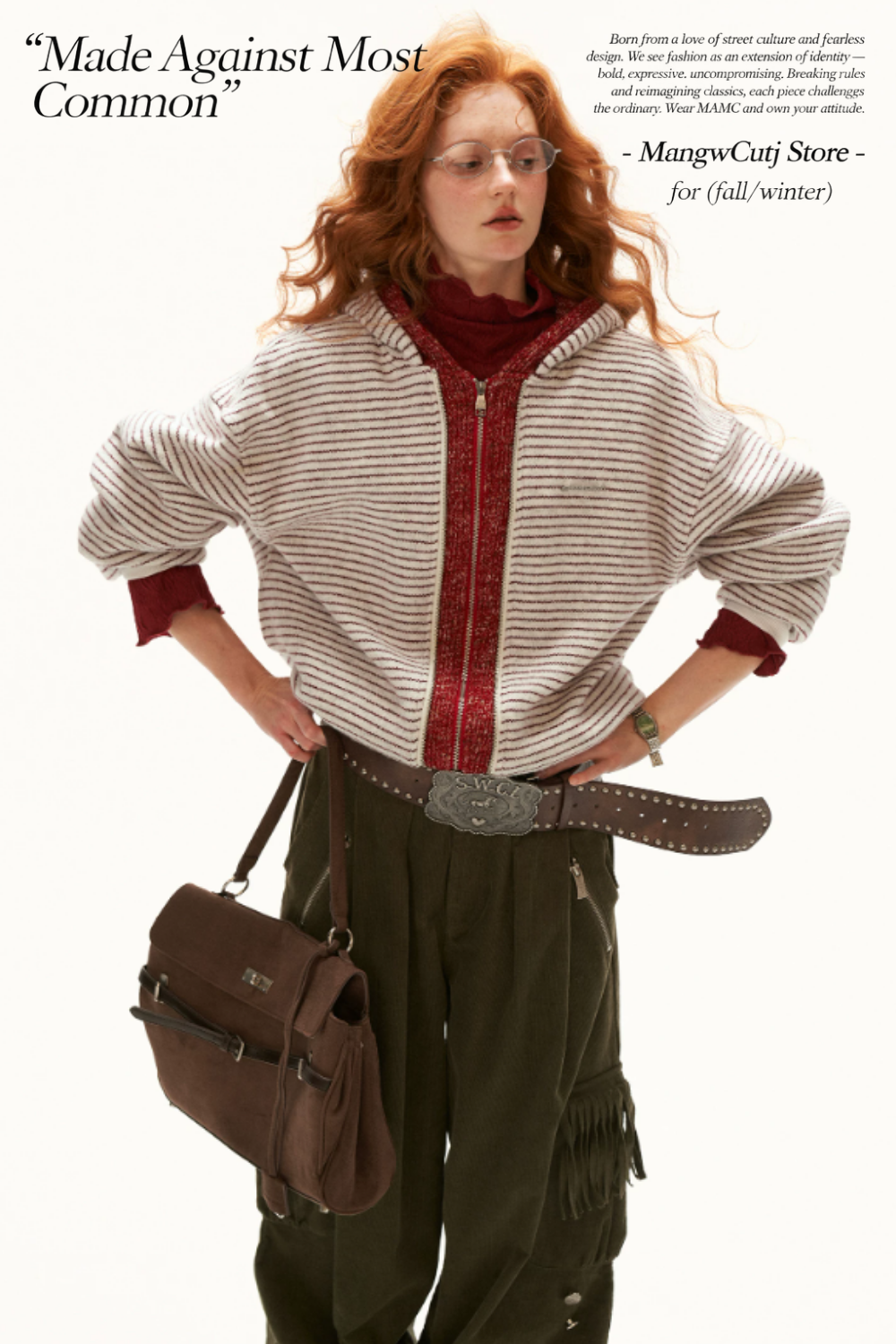 MAMC - Ivory Faux-Layered Striped Hooded Knit Sweatshirt