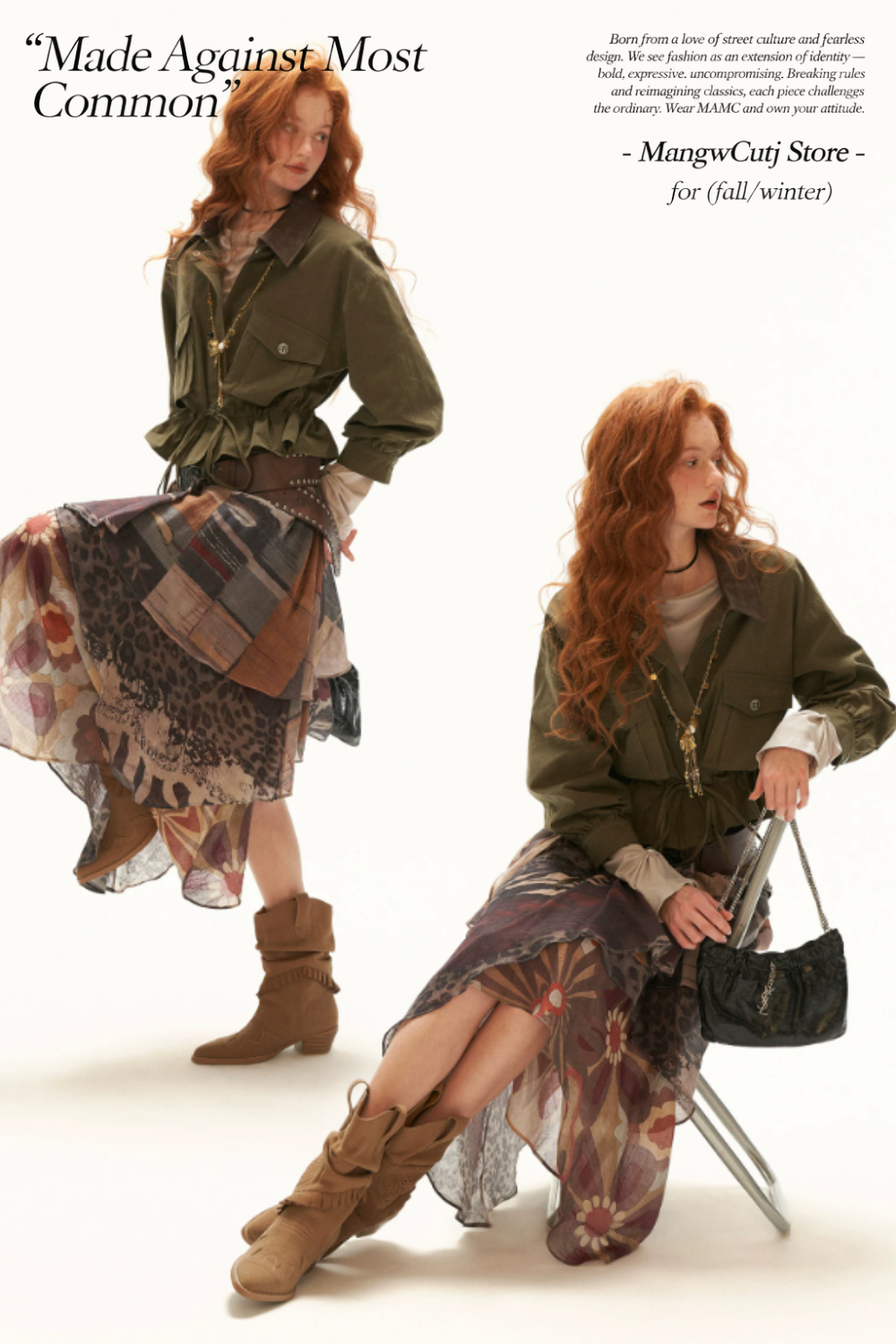 MAMC - Military Green Textured Snowflake-Fleece Utility Jacket with Faux Leather Collar