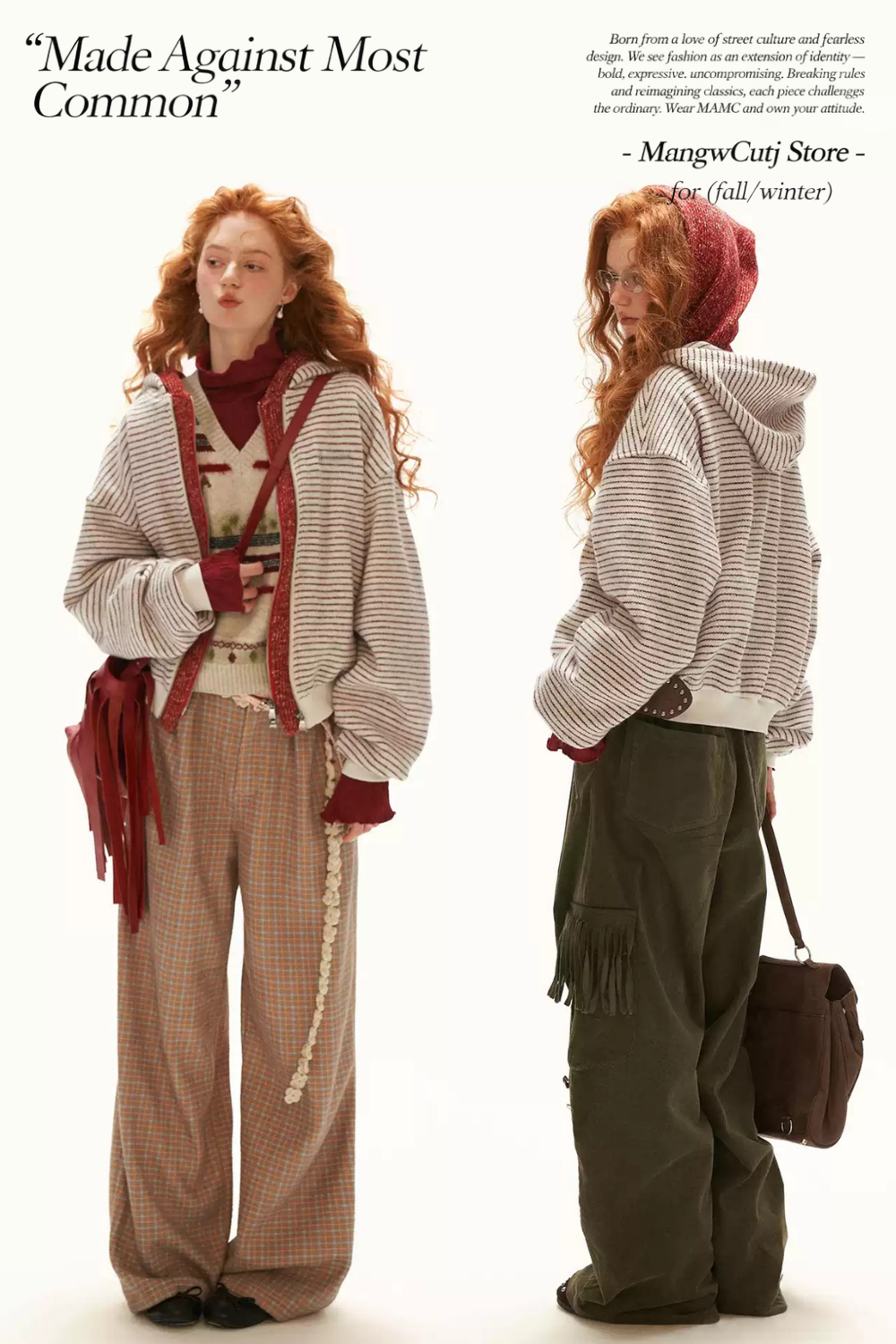 MAMC - Ivory Faux-Layered Striped Hooded Knit Sweatshirt