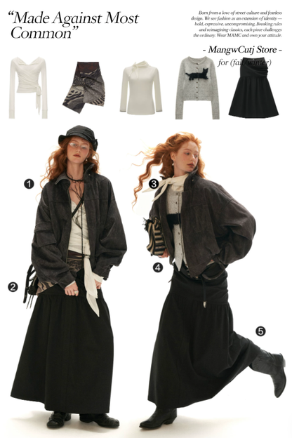 MAMC - Gray Faux-Horsehair Textured Cropped Jacket with Metal Snap Collar