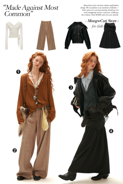 MAMC - Brown Textured Sheer Henley Long Sleeve Top
