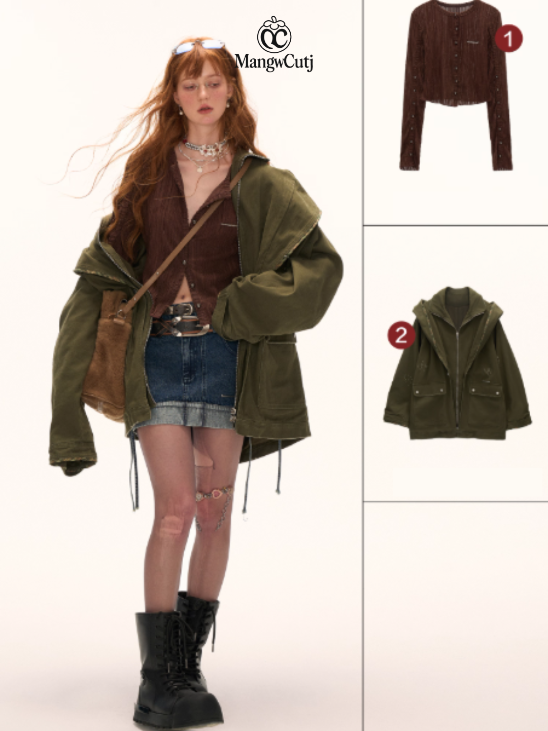 MAMC - Dual-Waist Drawstring Mini Skirt (Vintage Denim)