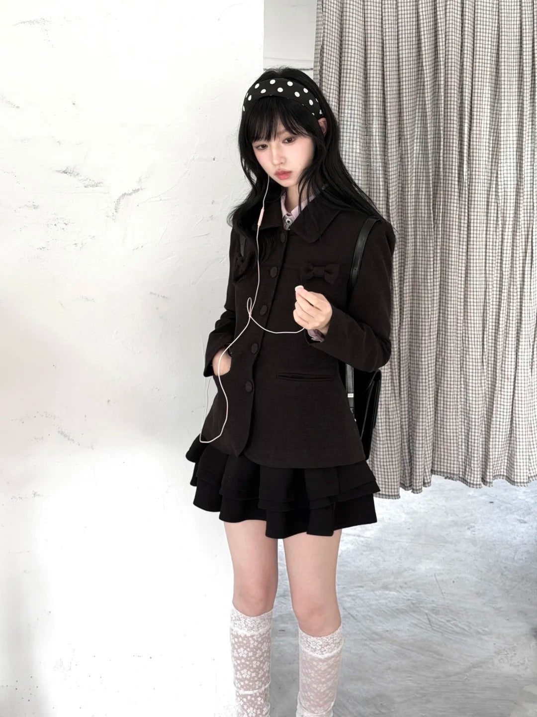 "Showa Girl" Tailored Layered Collection (Blazer / High-Waist Skirt / Victorian Shirt / Mesh Overlay Skirt)