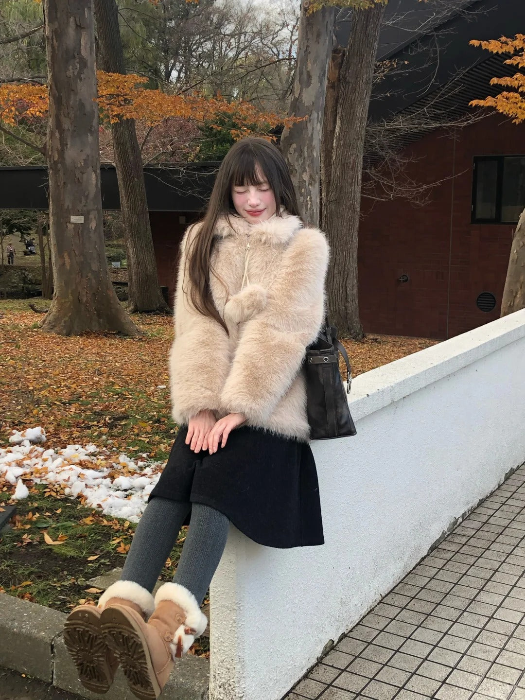 Zzouu - Thickened Fleece Wool Overcoat - Porridge Color