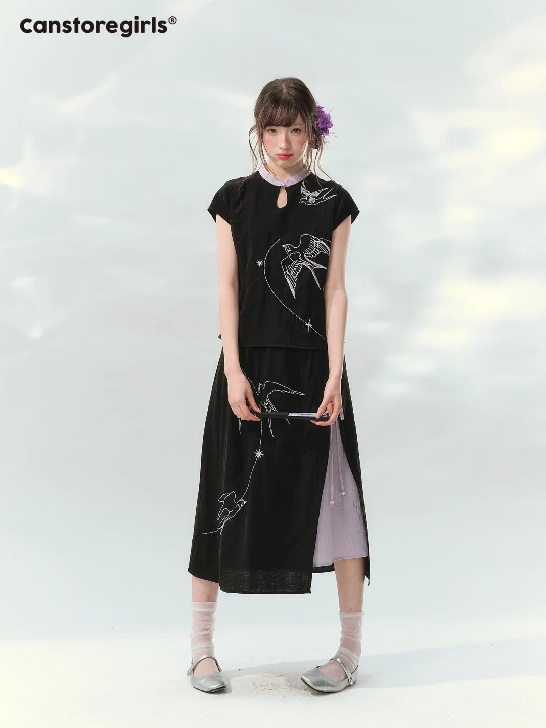 “Swallow Star Path” Modern Chinese Embroidered Skirt Set GZ2026167