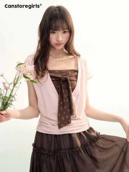 Blush & Cocoa Bow Cami Top Set LL2026072