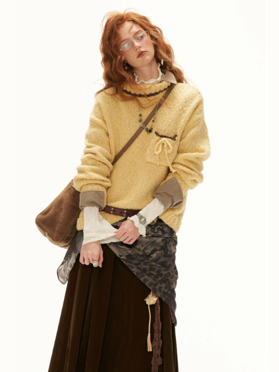 MAMC - Yellow Wool-Blend Turtleneck Sweater with Drawstring Pocket