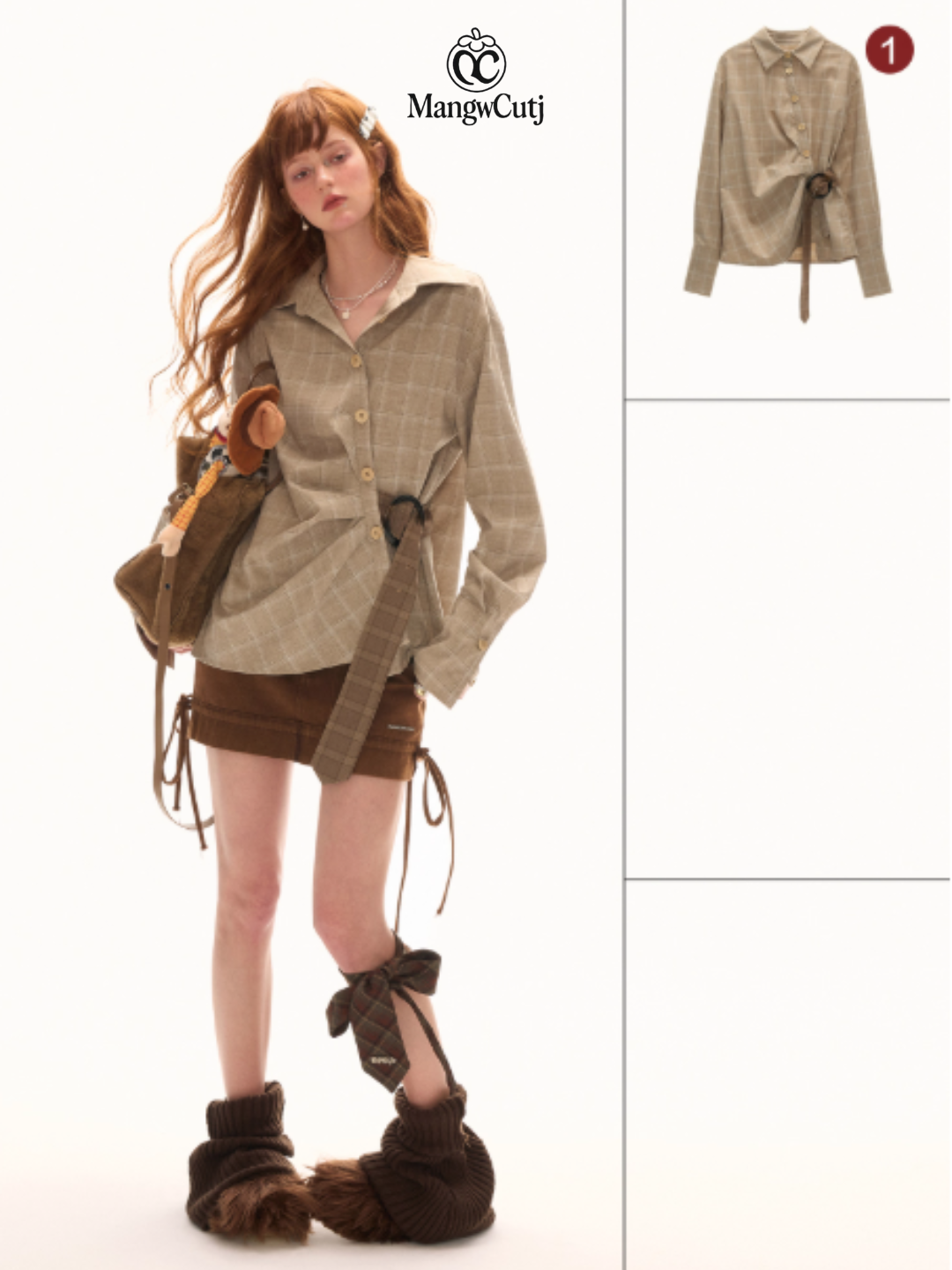 MAMC - Dual-Waist Drawstring Mini Skirt (Cocoa Brown)