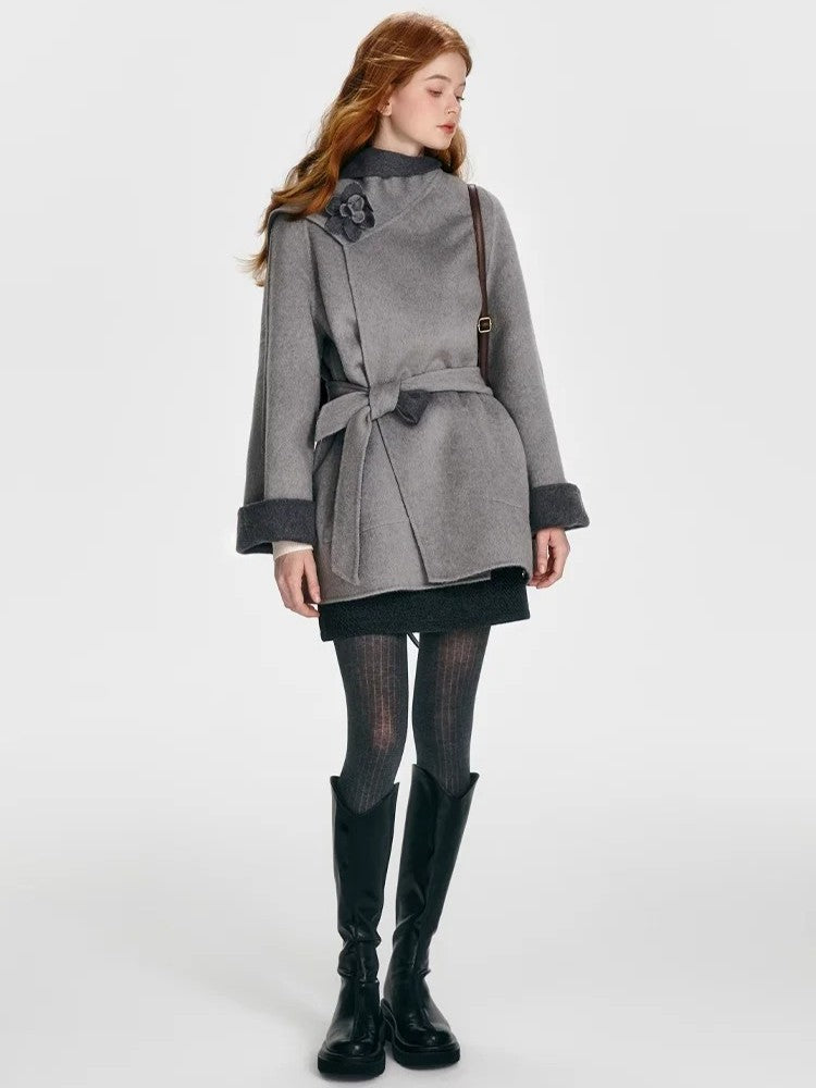BOHOL BLING - Reversible Wool Cape Coat with Scarf Collar