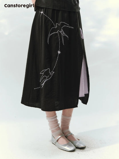 “Swallow Star Path” Modern Chinese Embroidered Skirt Set GZ2026167