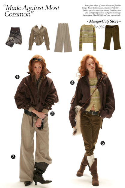 MAMC - Brown Faux-Horsehair Textured Cropped Jacket with Metal Snap Collar