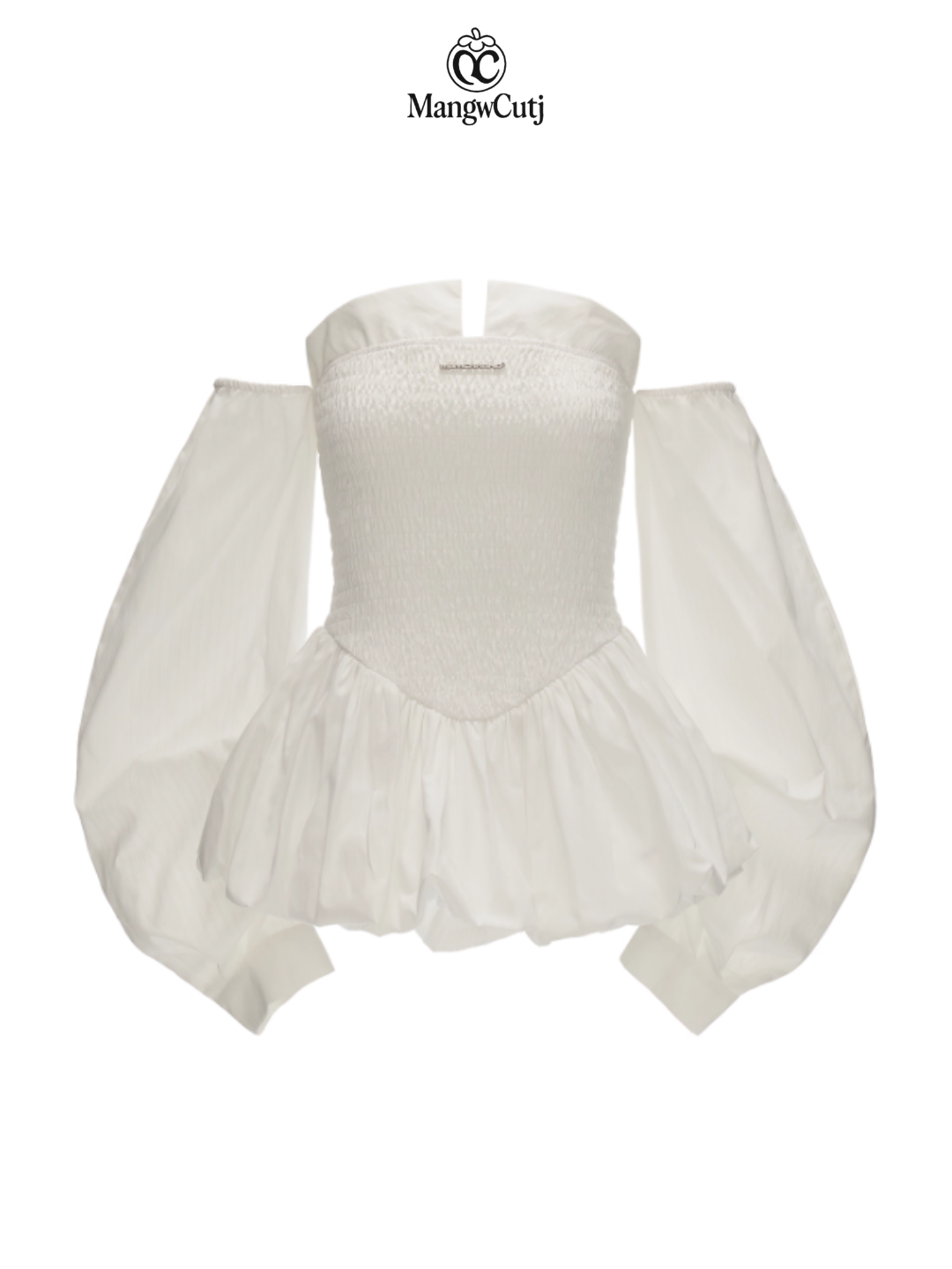 Off-Shoulder Peplum Top WE726 (Classic White)