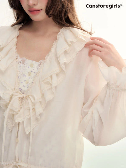 Camellia Mist Ruffle Cardigan & Mini Skirt Set WW2026107