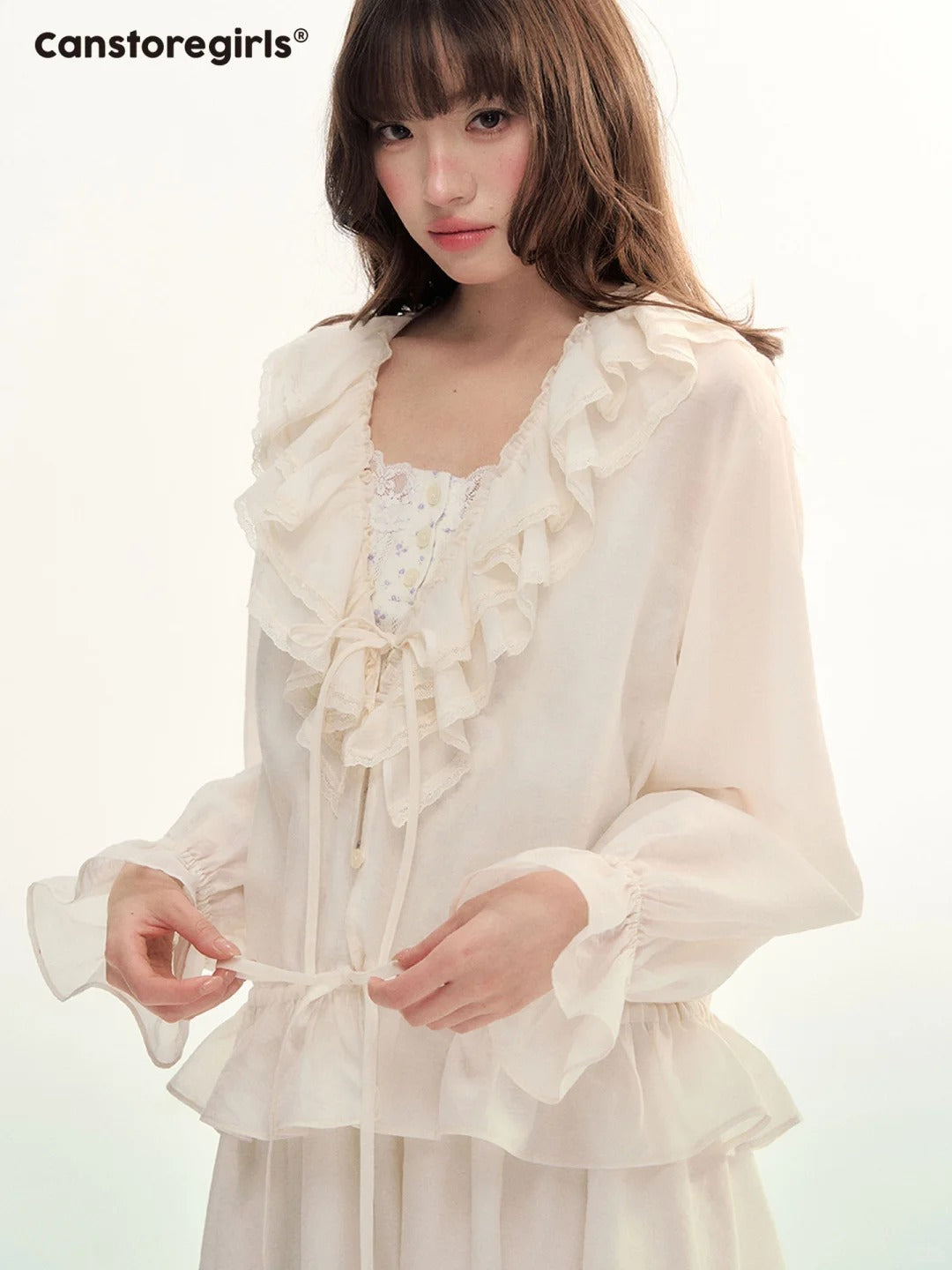Camellia Mist Ruffle Cardigan & Mini Skirt Set WW2026107