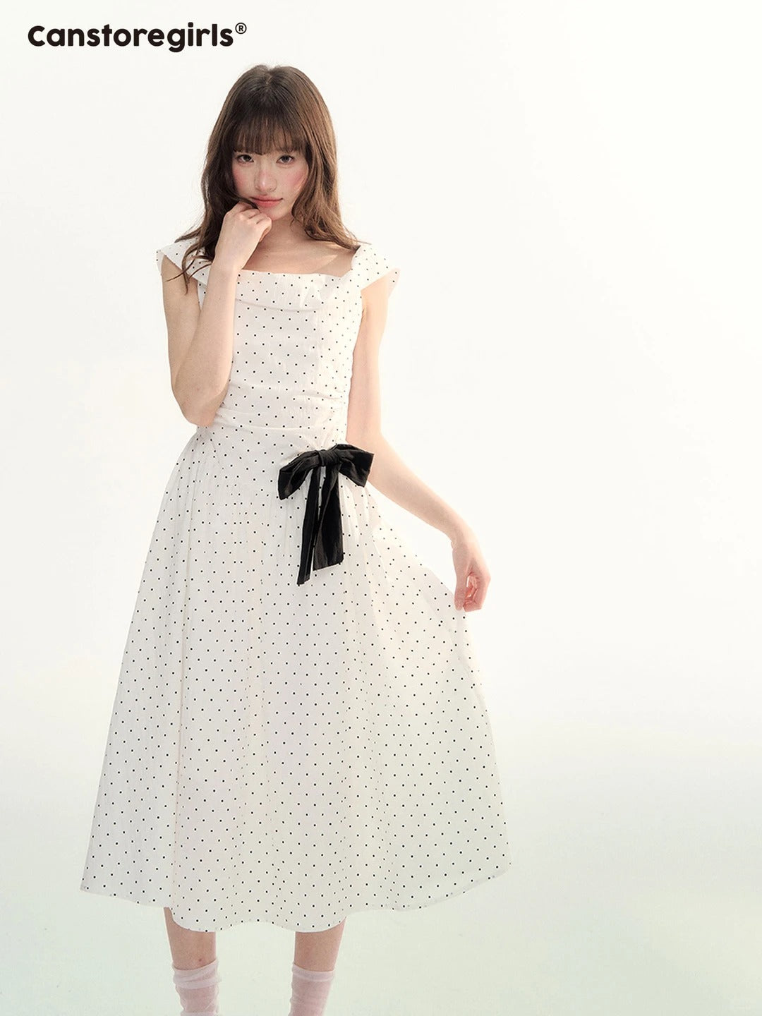 Polka Stardust Off-Shoulder Midi Dress LL2026097