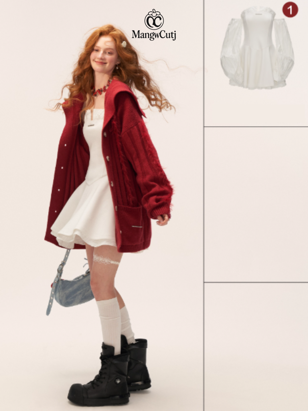 MAMC - Lazy Knit Cardigan with Contrast Stitching (Cabernet Red)