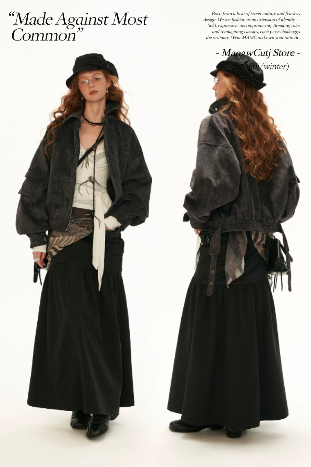 MAMC - Gray Faux-Horsehair Textured Cropped Jacket with Metal Snap Collar