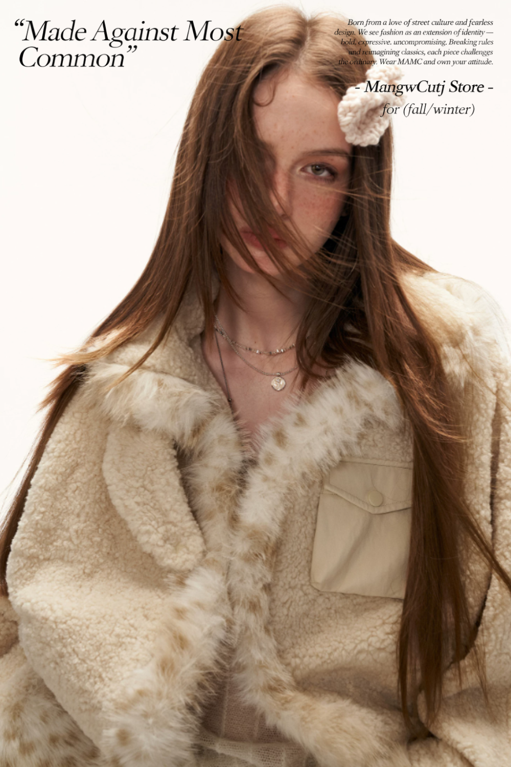 MAMC - Beige Faux Shearling Batwing Jacket