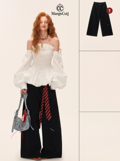 Off-Shoulder Peplum Top WE726 (Classic White)