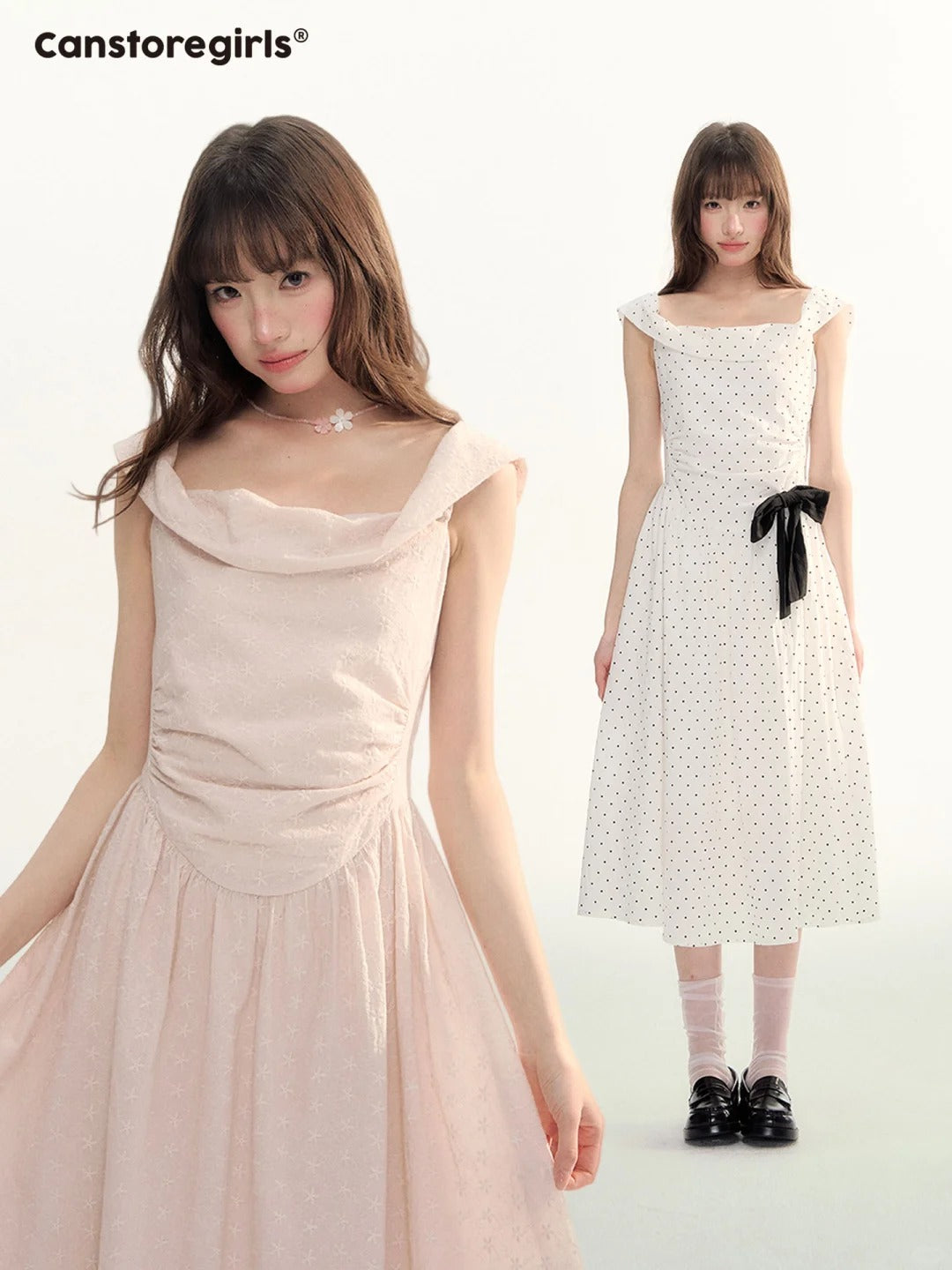 Polka Stardust Off-Shoulder Midi Dress LL2026097