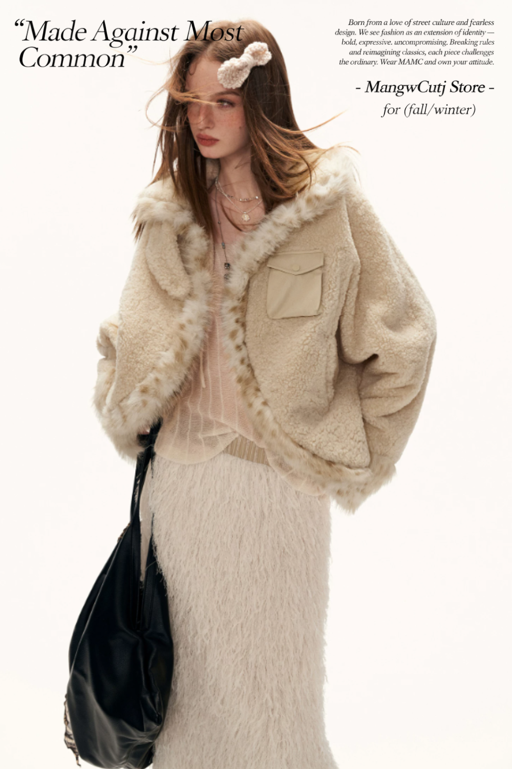 MAMC - Beige Faux Shearling Batwing Jacket