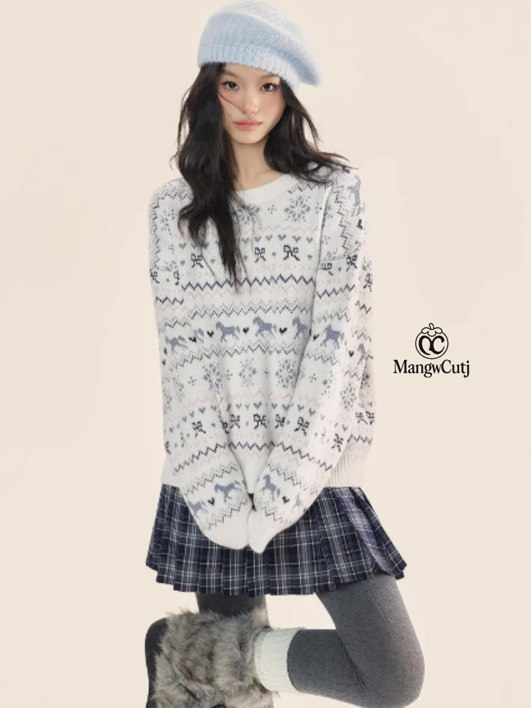 EPTISON - Vintage Fair Isle Knit Sweater – Soft Girl Retro Pullover