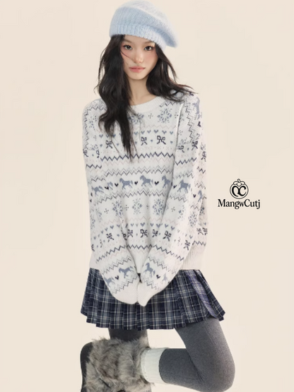 EPTISON - Vintage Fair Isle Knit Sweater – Soft Girl Retro Pullover