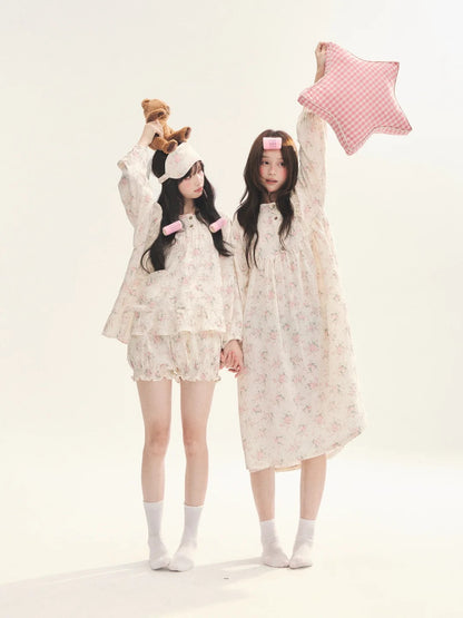 "Floral Journal" Cream Floral Pajama Collection (Free Eye Mask)