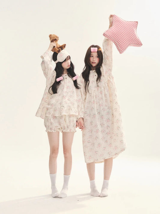 "Floral Journal" Cream Floral Pajama Collection (Free Eye Mask)