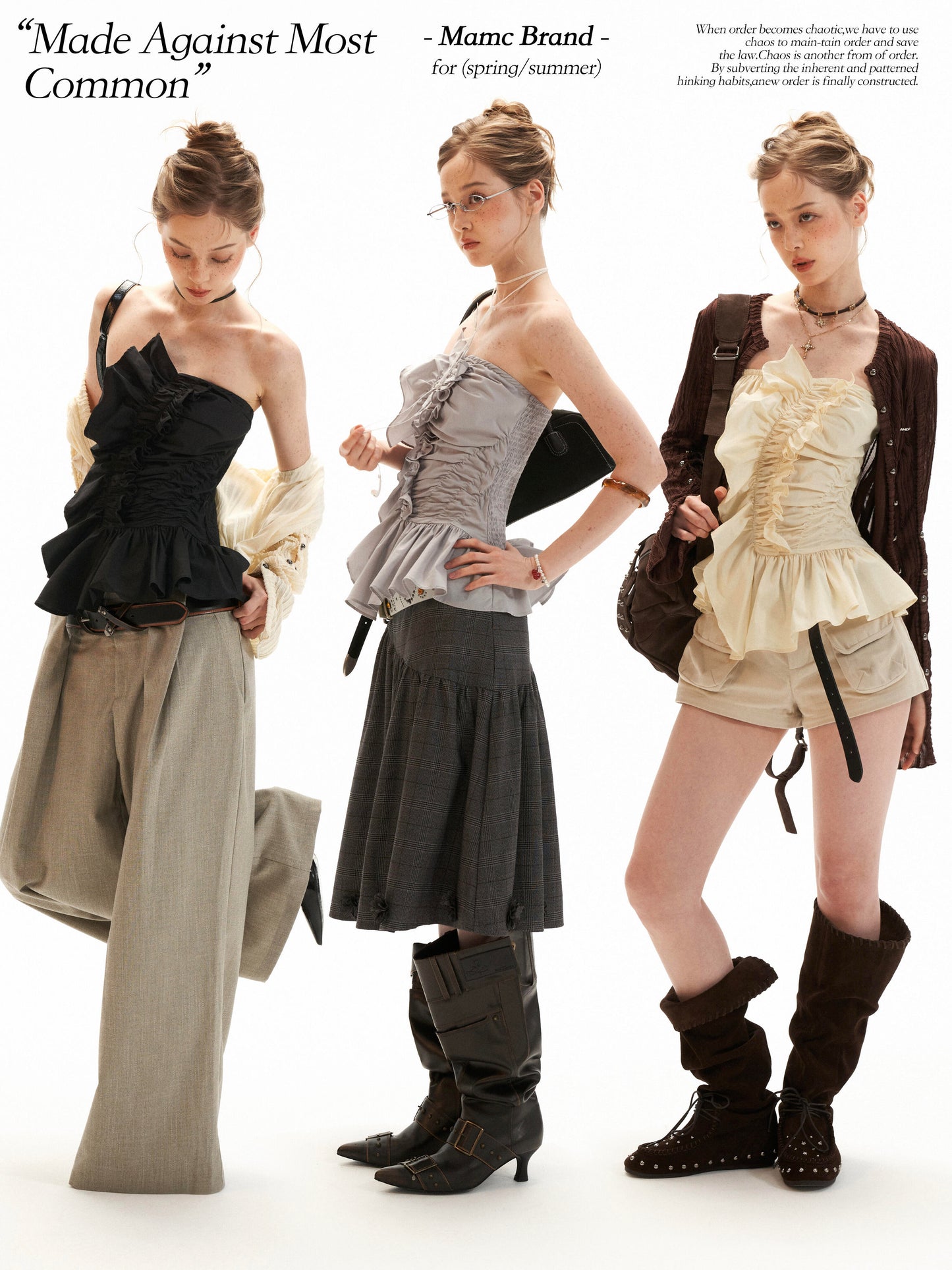 Asymmetrical Peplum Tube Cami Top (Black/ Grey/ Beige)