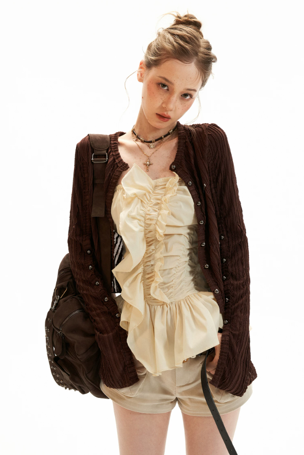 Asymmetrical Peplum Tube Cami Top (Black/ Grey/ Beige)
