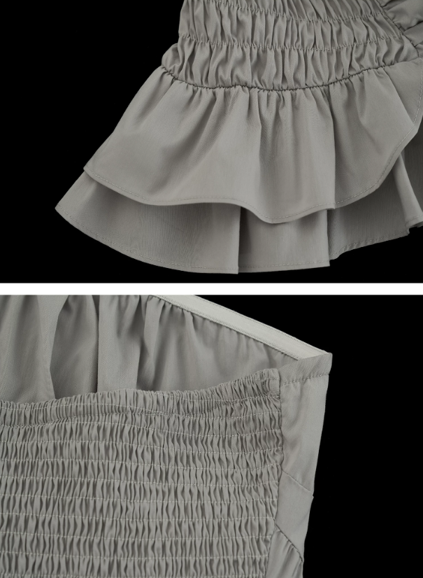 Asymmetrical Peplum Tube Cami Top (Black/ Grey/ Beige)