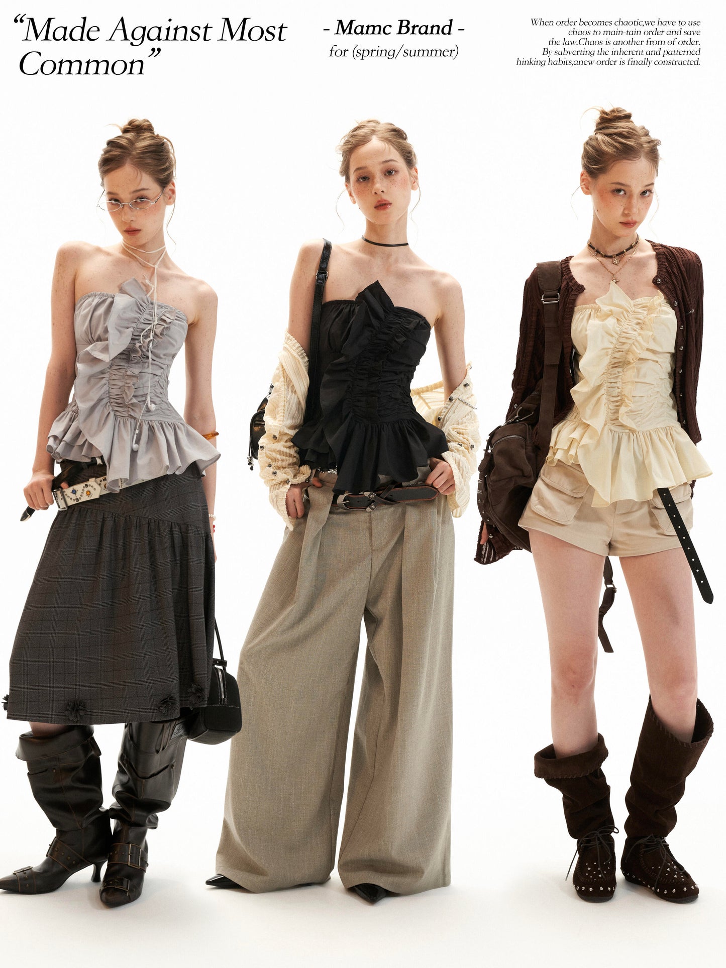 Asymmetrical Peplum Tube Cami Top (Black/ Grey/ Beige)