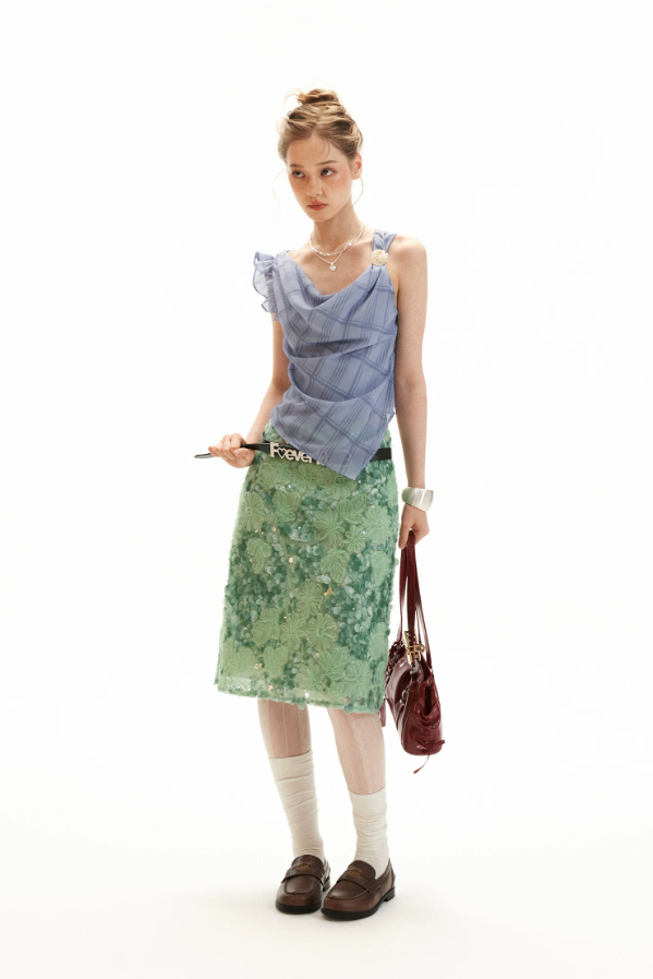 Asymmetrical Shell Button Draped Cami Top