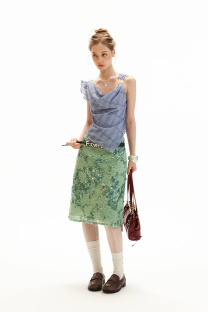 Asymmetrical Shell Button Draped Cami Top