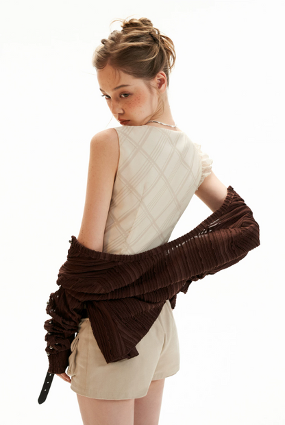 Asymmetrical Shell Button Draped Cami Top
