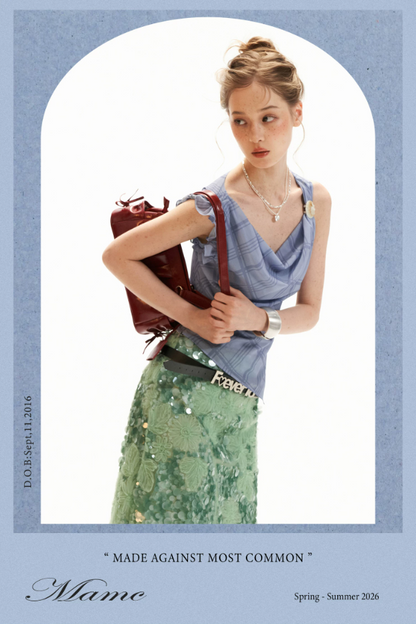 Asymmetrical Shell Button Draped Cami Top
