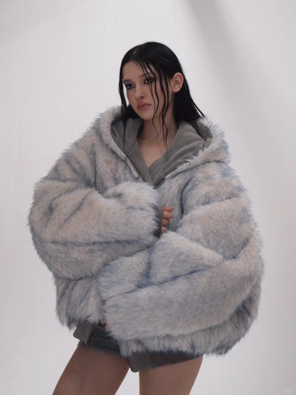 Muirgen - Frostbyte Faux Fur Bomber — Dual-Sided Suede Streetwear Jacket