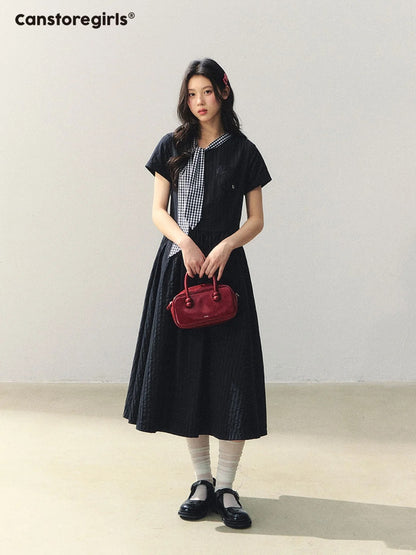 "Summer Ribbon Letter" Tie-Neck Preppy Dress LL2026016 (2nd Lookbook)