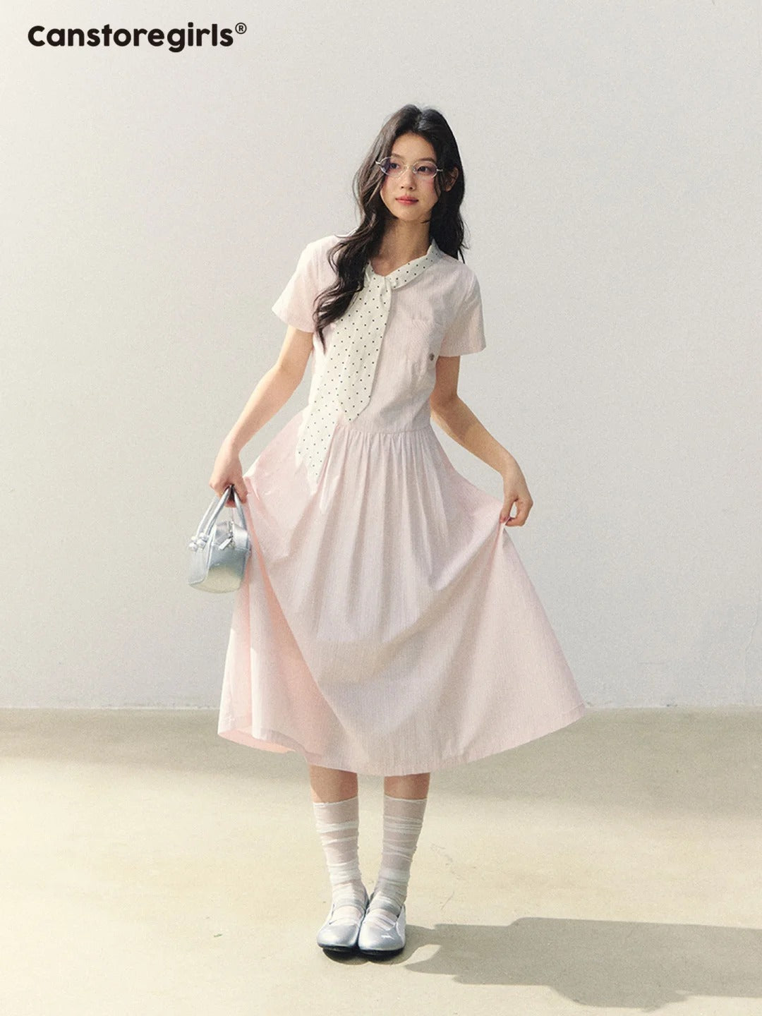 "Summer Ribbon Letter" Tie-Neck Preppy Dress LL2026016 (2nd Lookbook)