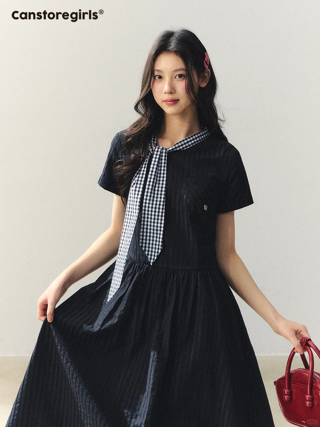 "Summer Ribbon Letter" Tie-Neck Preppy Dress LL2026016 (2nd Lookbook)