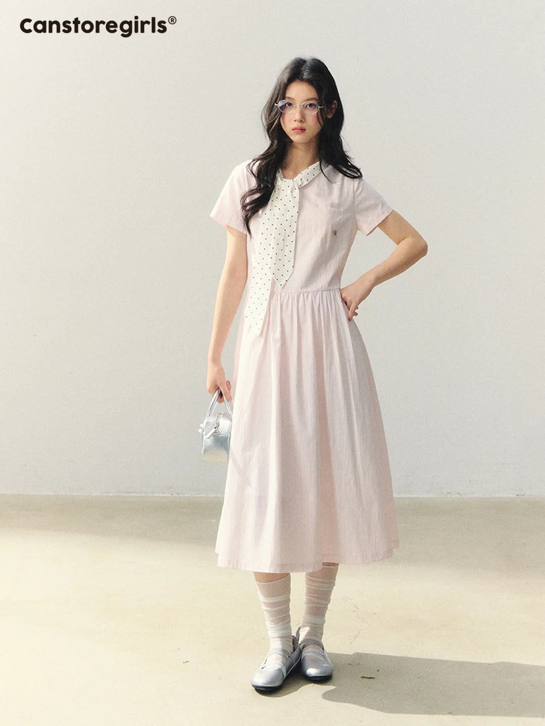 "Summer Ribbon Letter" Tie-Neck Preppy Dress LL2026016 (2nd Lookbook)