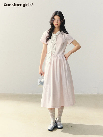 "Summer Ribbon Letter" Tie-Neck Preppy Dress LL2026016 (2nd Lookbook)